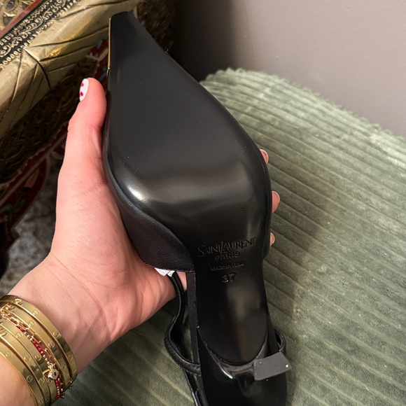 SAINT LAURENT Jeanne 110 leather slingback pumps - Picture 3 of 7